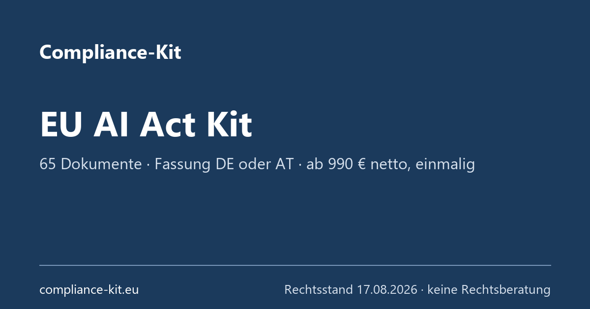 EU AI Act Kit – Implement Regulation 2024/1689 | Compliance-Kit